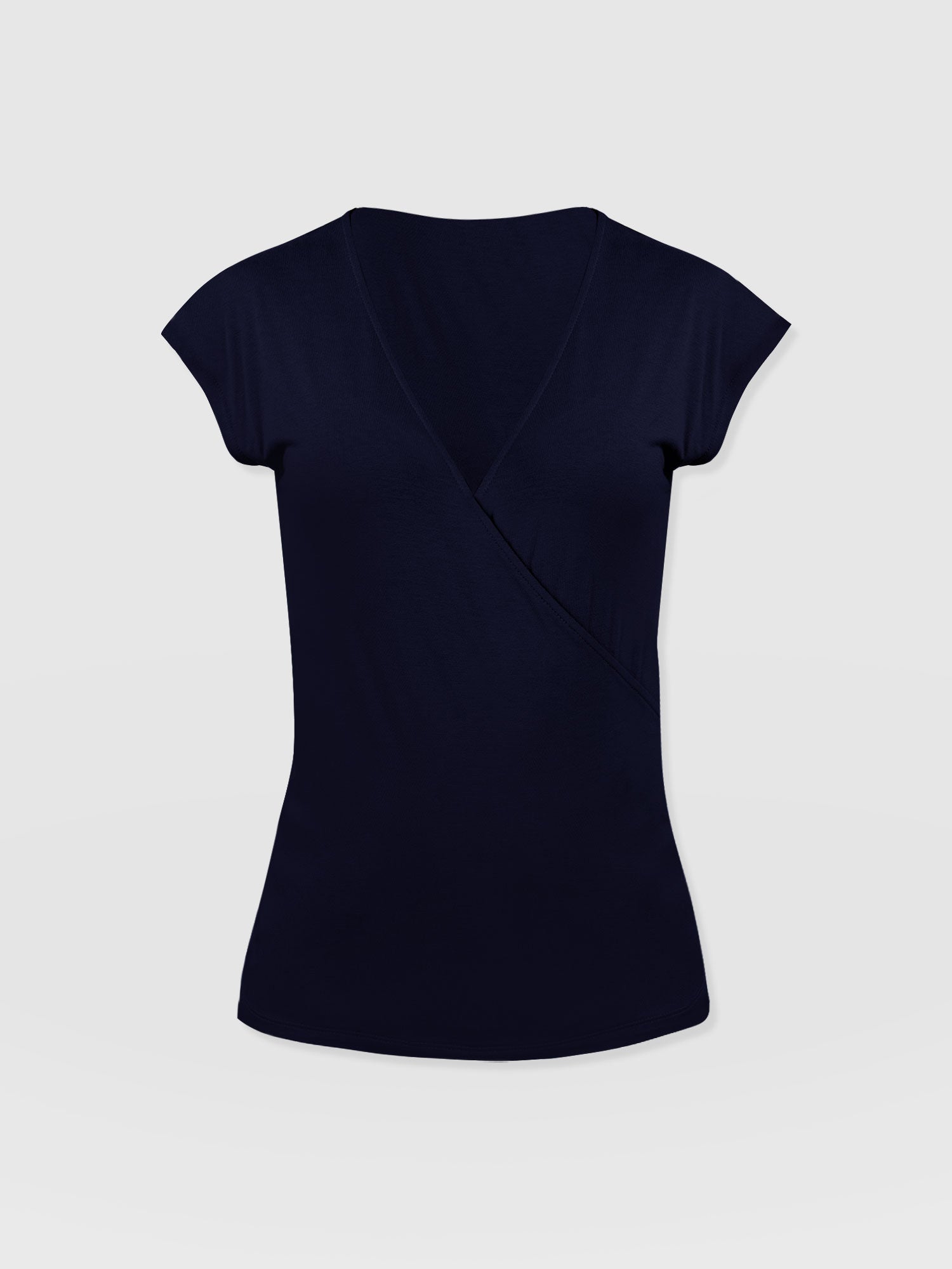 Rosa Wrap Top - Navy Textured - Women's T-shirts | Saint + Sofia® EU